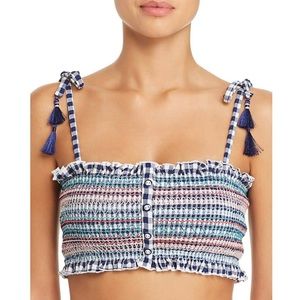 Red Carter | Navy‎ Smocked Bandeau Bikini Top - Women Size 6 (Small)
